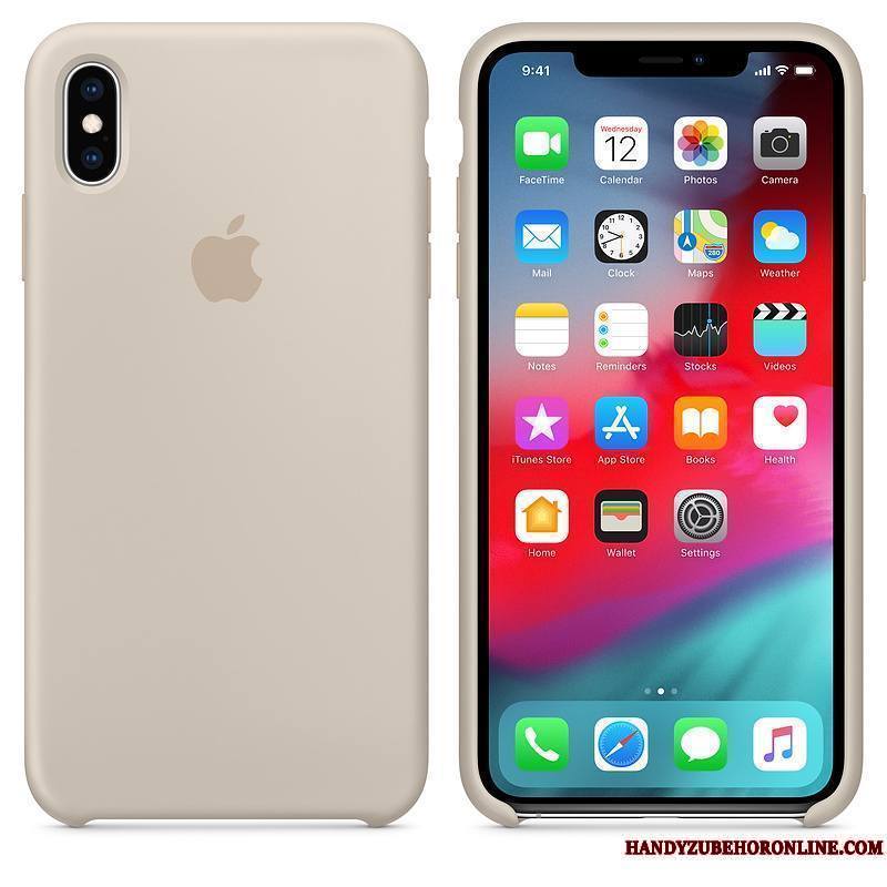 iPhone Xs Étui Silicone Incassable Net Rouge Coque De Téléphone Bleu Protection