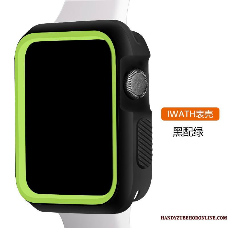 Apple Watch Series 3 Coque Silicone Bicolore Noir Sport Vert Tout Compris