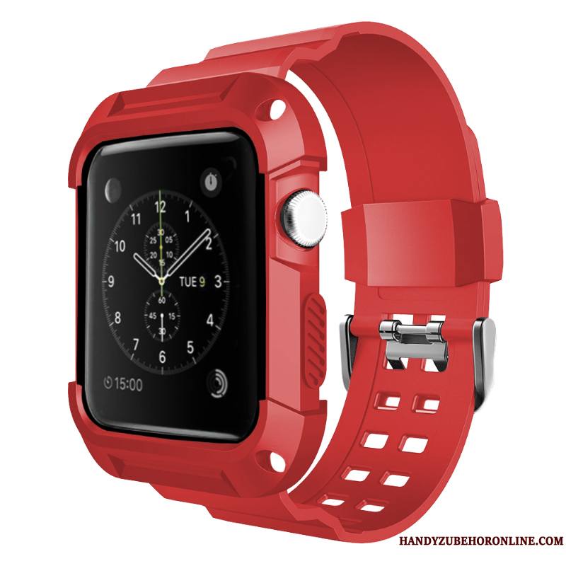 Apple Watch Series 3 Imperméable Protection Étui Coque Personnalité Silicone Rouge