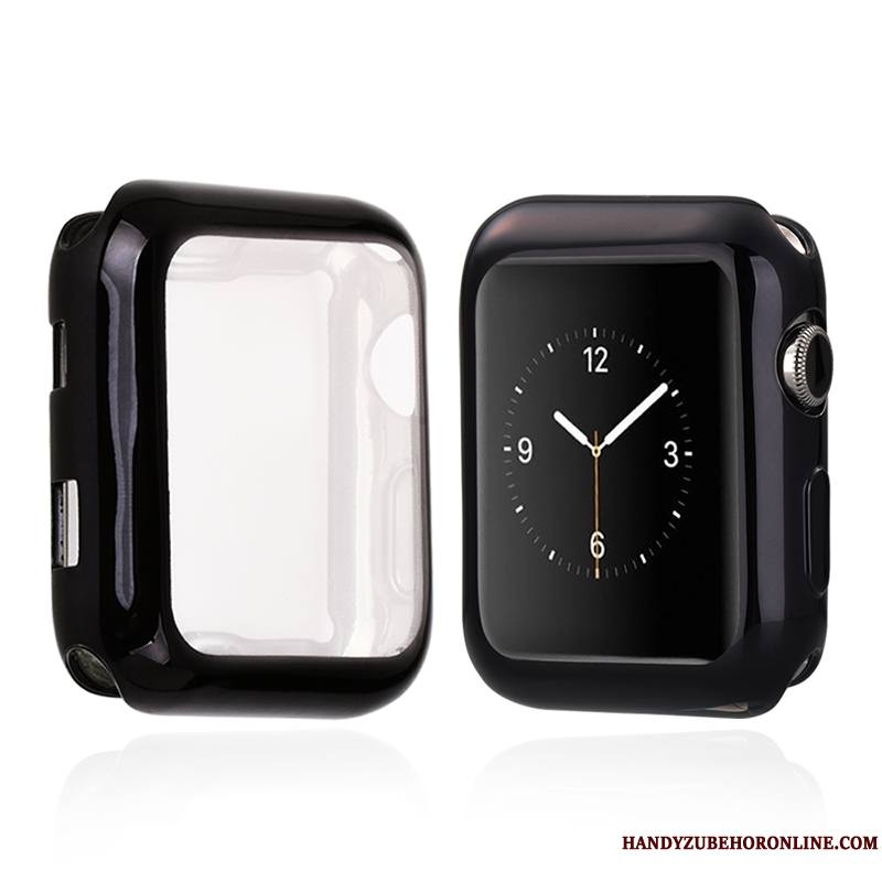 Apple Watch Series 4 Coque Étui Tout Compris Fluide Doux Placage Incassable Noir Silicone