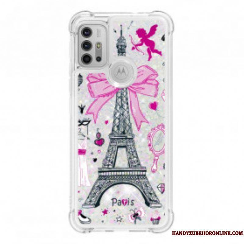 Coque Moto G30 / Moto G10 La Tour Eiffel Paillettes