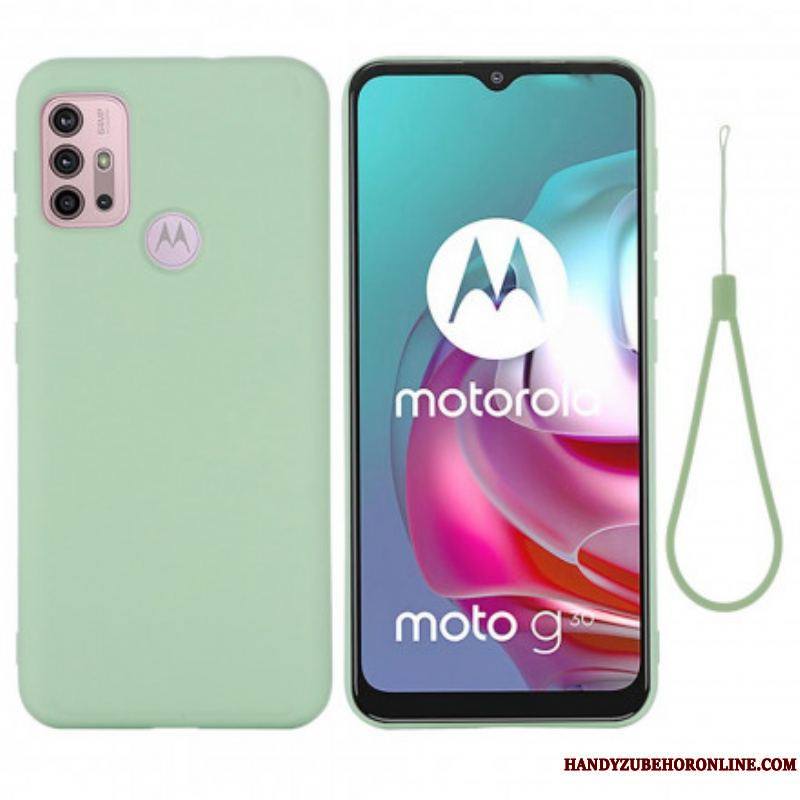 Coque Moto G30 / Moto G10 Silicone Liquide avec Lanière