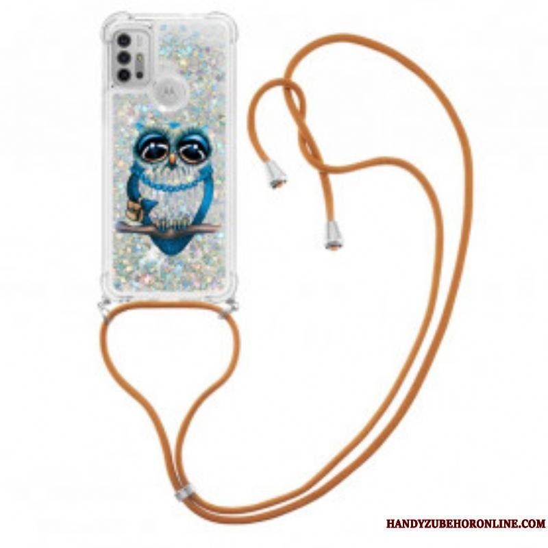 Coque Moto G30 / Moto G10 à Cordon Paillettes Miss Hibou