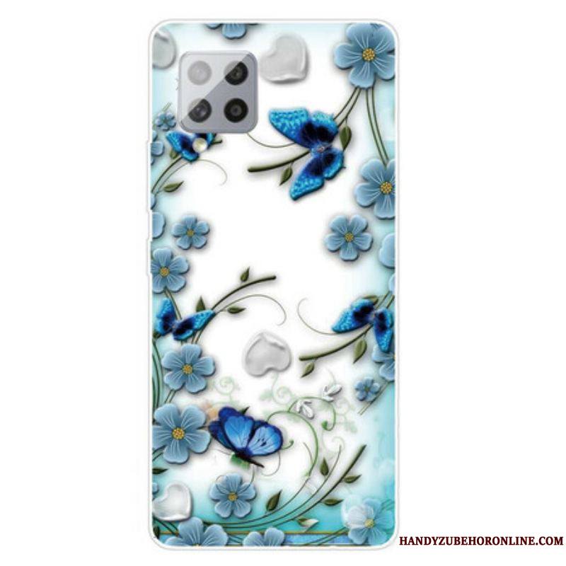 Coque Samsung Galaxy 42 5G Transparente Papillons et Fleurs Rétros