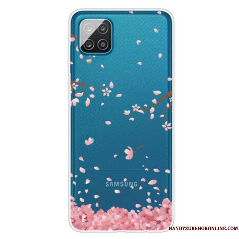 Coque Samsung Galaxy A12 / M12 Branches à Fleurs