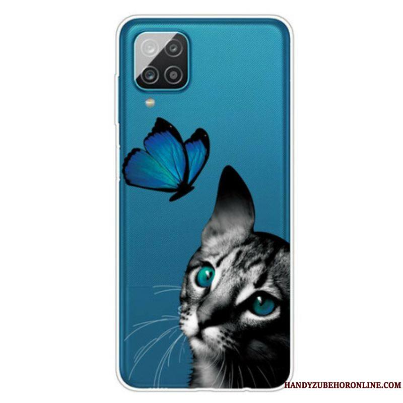 Coque Samsung Galaxy A12 / M12 Chat et Papillon