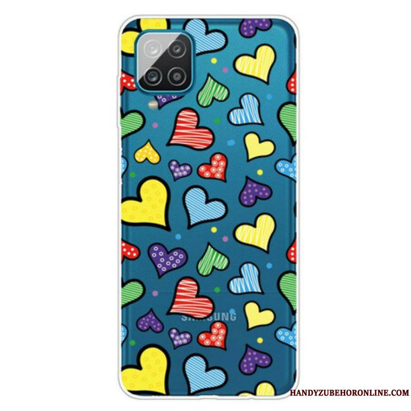 Coque Samsung Galaxy A12 / M12 Coeurs Multicolores