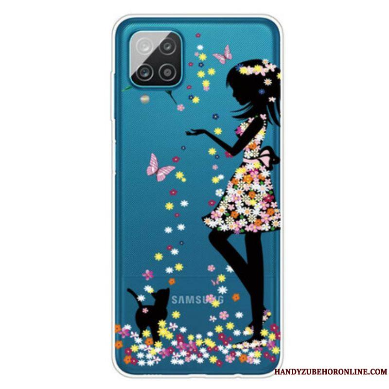 Coque Samsung Galaxy A12 / M12 Jolie Tête Fleurie