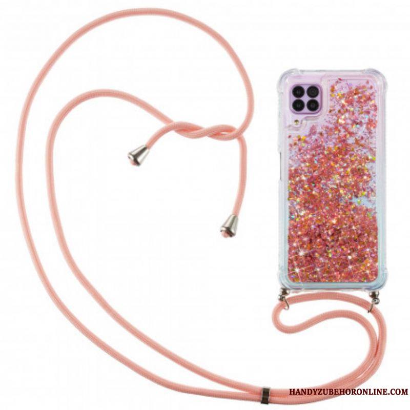 Coque Samsung Galaxy A12 / M12 Paillettes avec Cordon