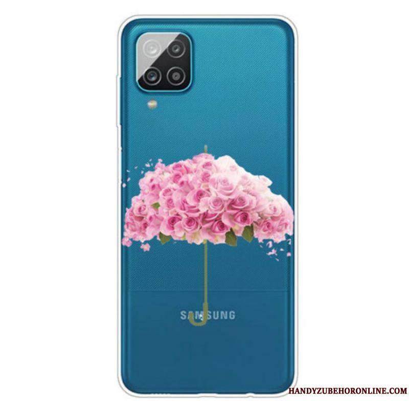 Coque Samsung Galaxy A12 / M12 Parapluie en Roses