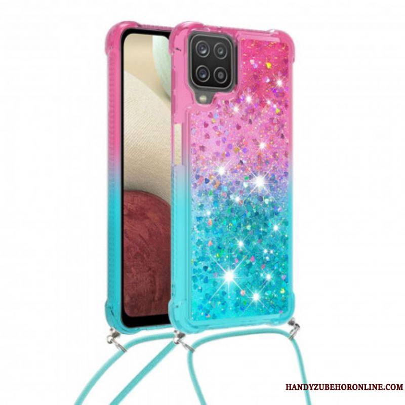 Coque Samsung Galaxy A12 / M12 Silicone Paillettes et Cordon