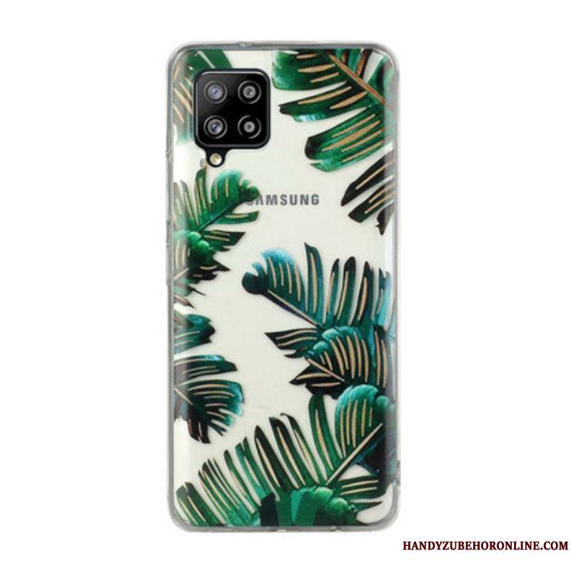 Coque Samsung Galaxy A12 / M12 /Transparente Feuilles Vertes