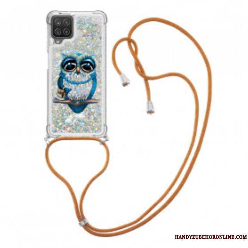 Coque Samsung Galaxy A12 / M12 à Cordon Paillettes Miss Hibou