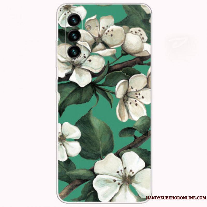 Coque Samsung Galaxy A13 5G / A04s Fleurs Blanches Peintes