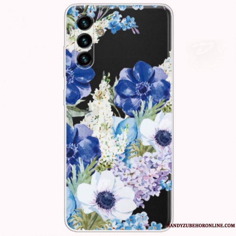 Coque Samsung Galaxy A13 5G / A04s Fleurs Bleues Aquarelle