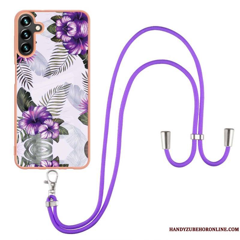 Coque Samsung Galaxy A13 5G / A04s à Cordon Fleurs