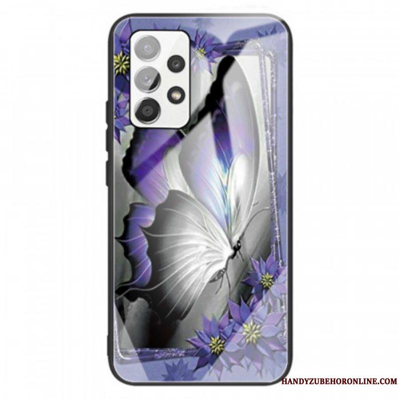 Coque Samsung Galaxy A13 Verre Trempé Papillon Violet