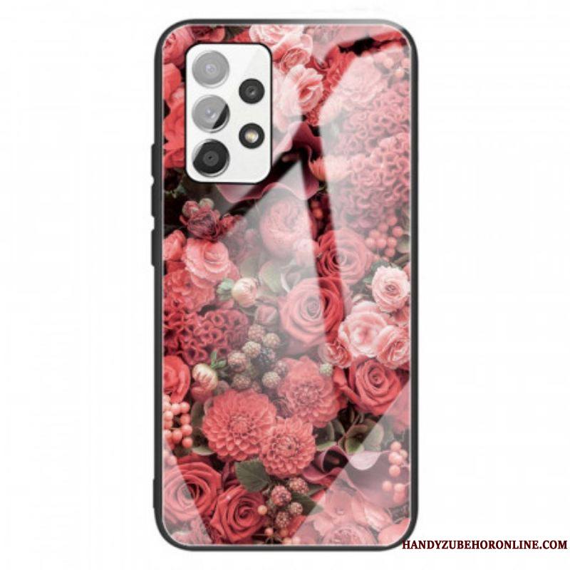 Coque Samsung Galaxy A13 Verre trempé Fleurs Roses