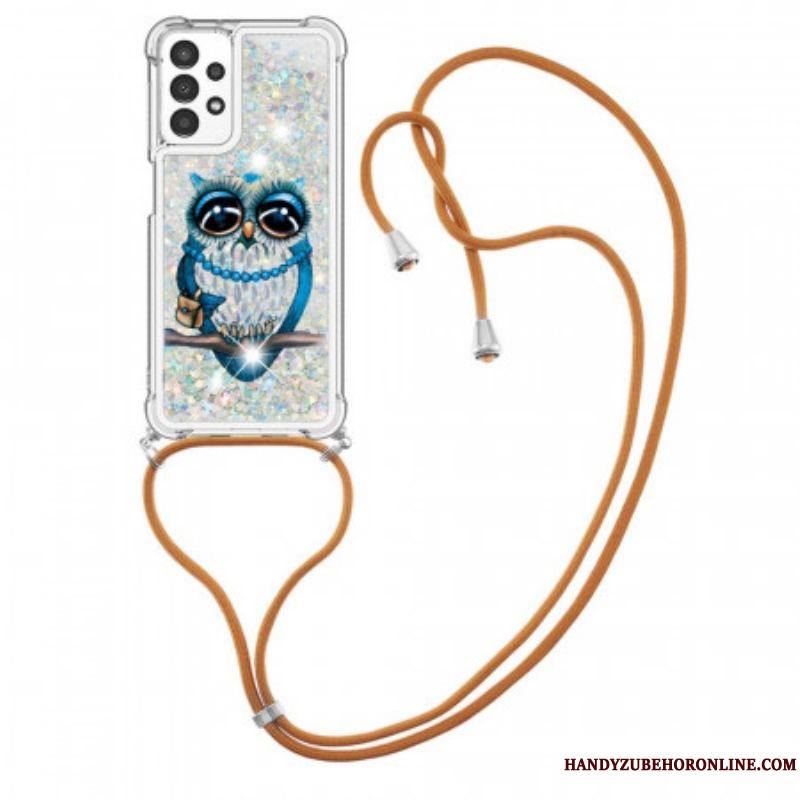 Coque Samsung Galaxy A13 à Cordon Paillettes Miss Hibou