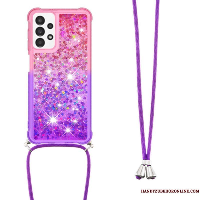 Coque Samsung Galaxy A13 à Cordon Silicone Paillettes