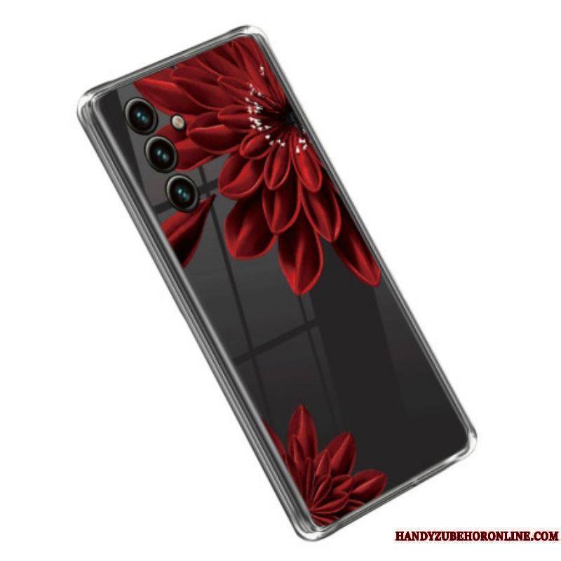 Coque Samsung Galaxy A14 5G / A14 Transparente Fleur Rouge