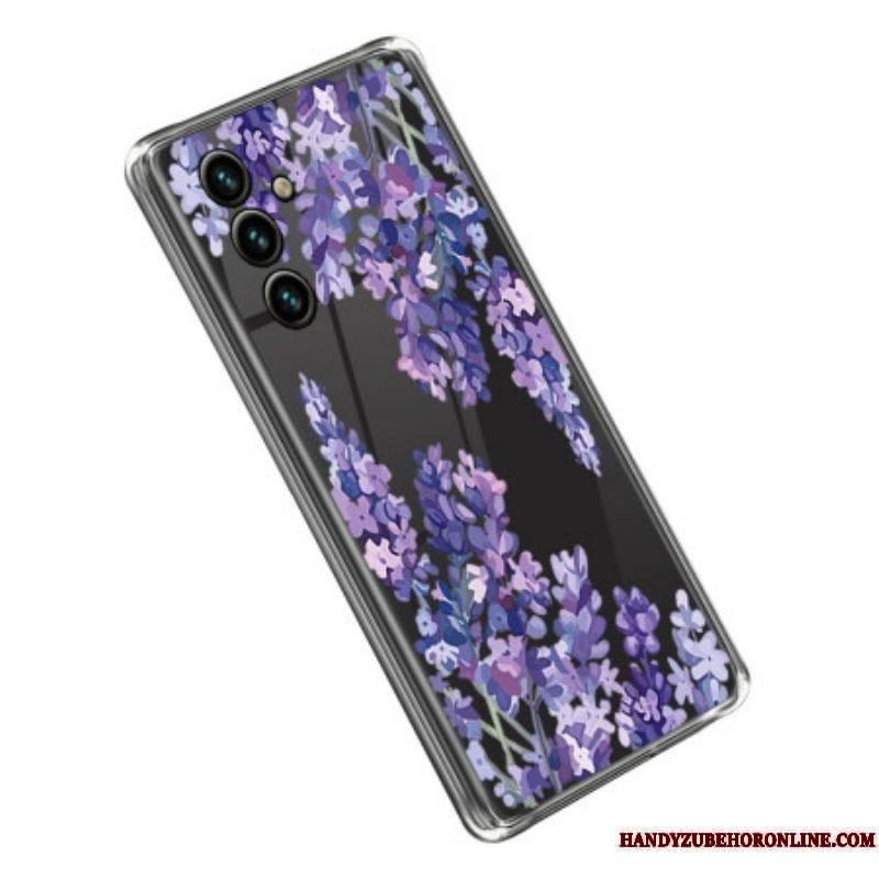 Coque Samsung Galaxy A14 5G / A14 Transparente Fleurs Violettes