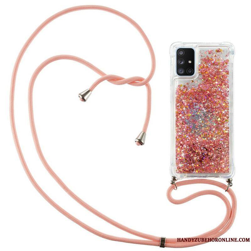 Coque Samsung Galaxy A51 5G Paillettes avec Cordon