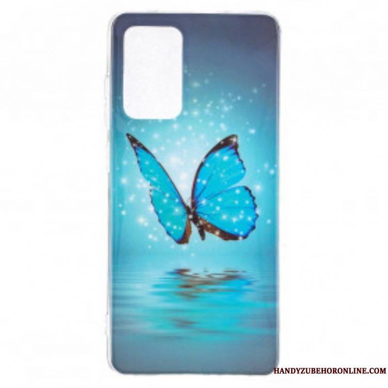 Coque Samsung Galaxy A52 4G / A52 5G / A52s 5G Papillon Bleu Fluorescente