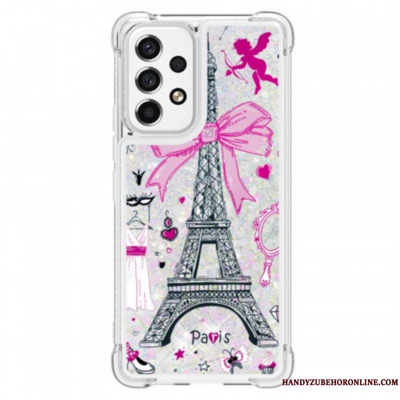 Coque Samsung Galaxy A53 5G La Tour Eiffel Paillettes