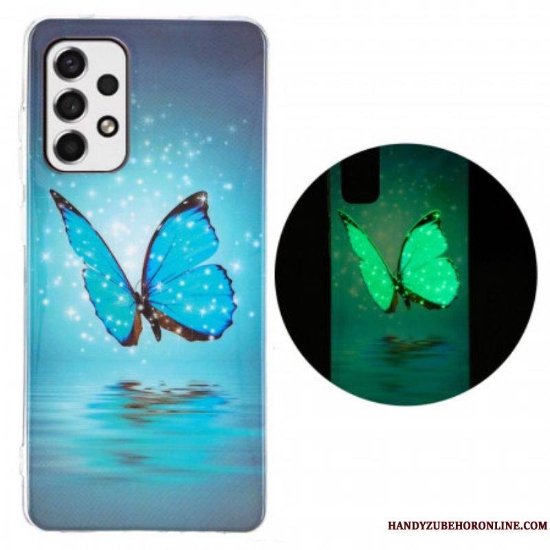 Coque Samsung Galaxy A53 5G Papillon Bleu Fluorescente