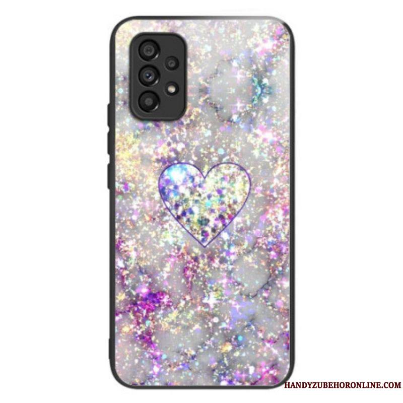 Coque Samsung Galaxy A53 5G Verre Trempé Coeur à Paillettes