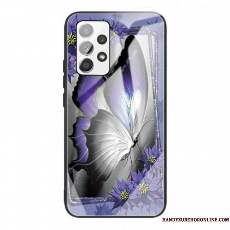 Coque Samsung Galaxy A53 5G Verre Trempé Papillon Violet