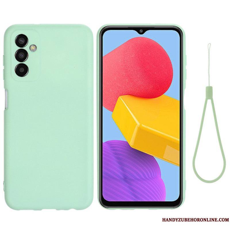 Coque Samsung Galaxy M13 Silicone Liquide avec Lanière