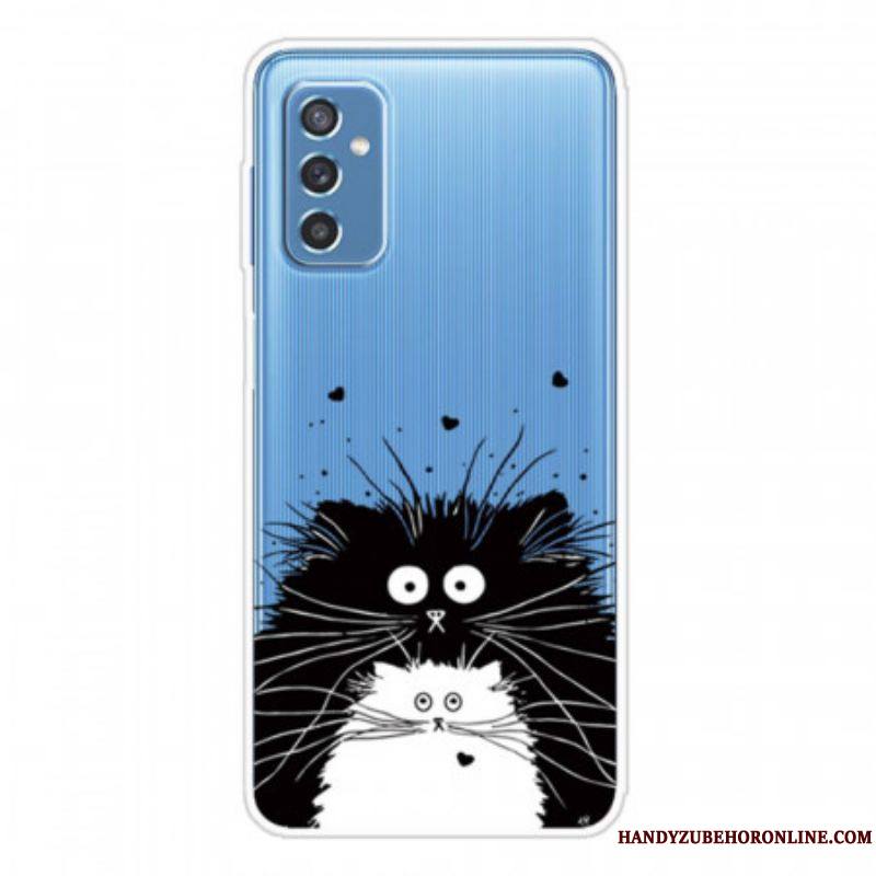 Coque Samsung Galaxy M52 5G Chats Noir et Blanc