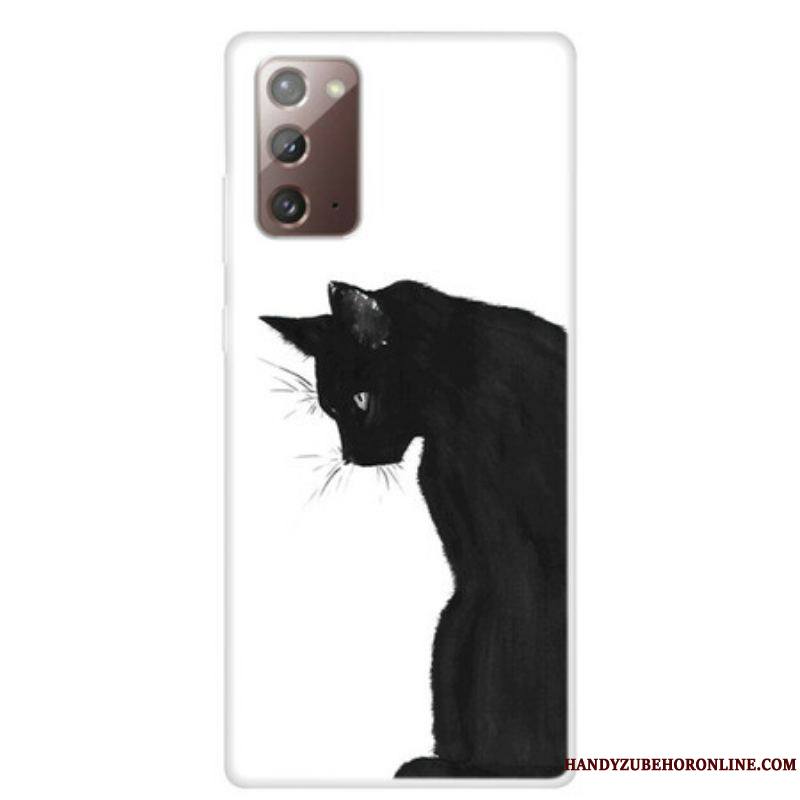 Coque Samsung Galaxy Note 20 Chat Noir Pensif