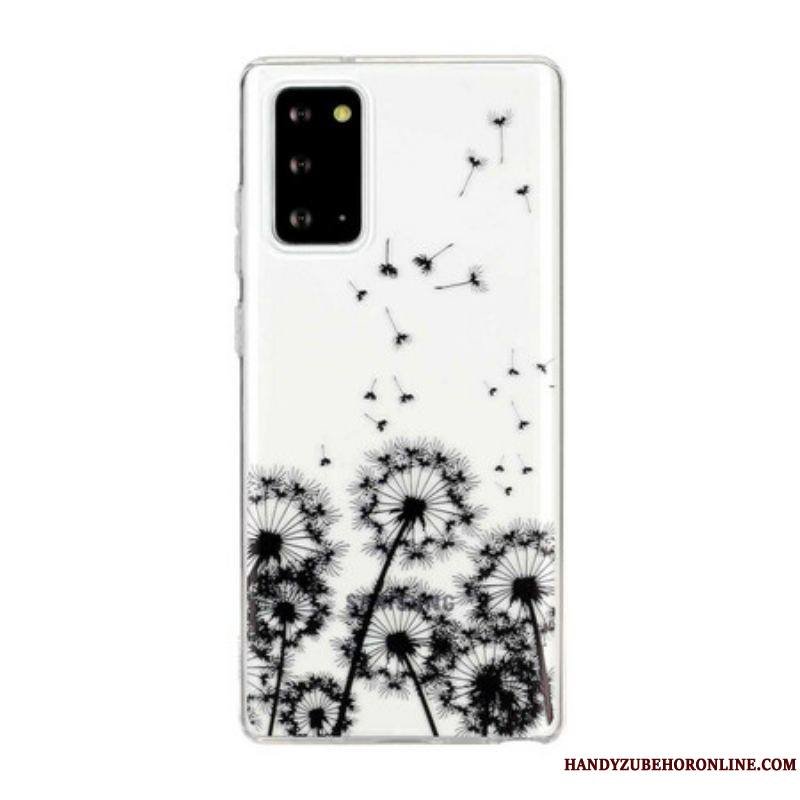 Coque Samsung Galaxy Note 20 Transparente Pissenlits Noirs