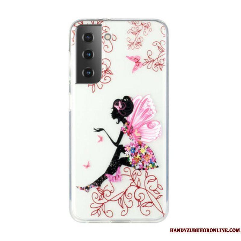 Coque Samsung Galaxy S2 5G Transparente Fée Fleurie