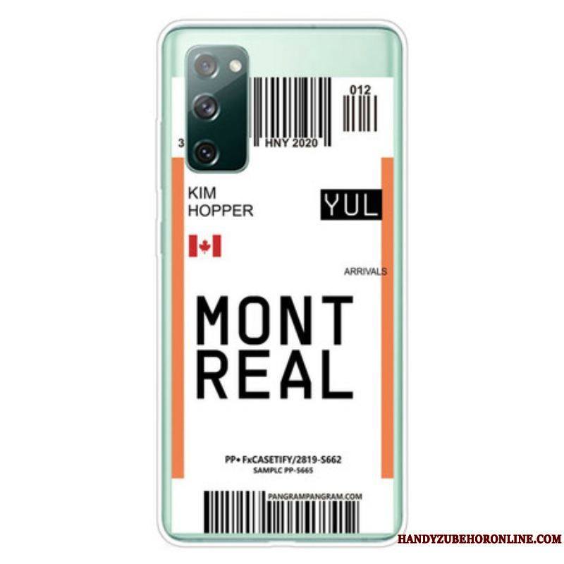 Coque Samsung Galaxy S20 FE Boarding Pass to Montreal