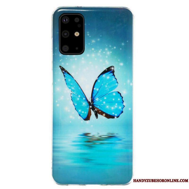 Coque Samsung Galaxy S20 Plus / S20 Plus 5G Papillon Bleu Fluorescente