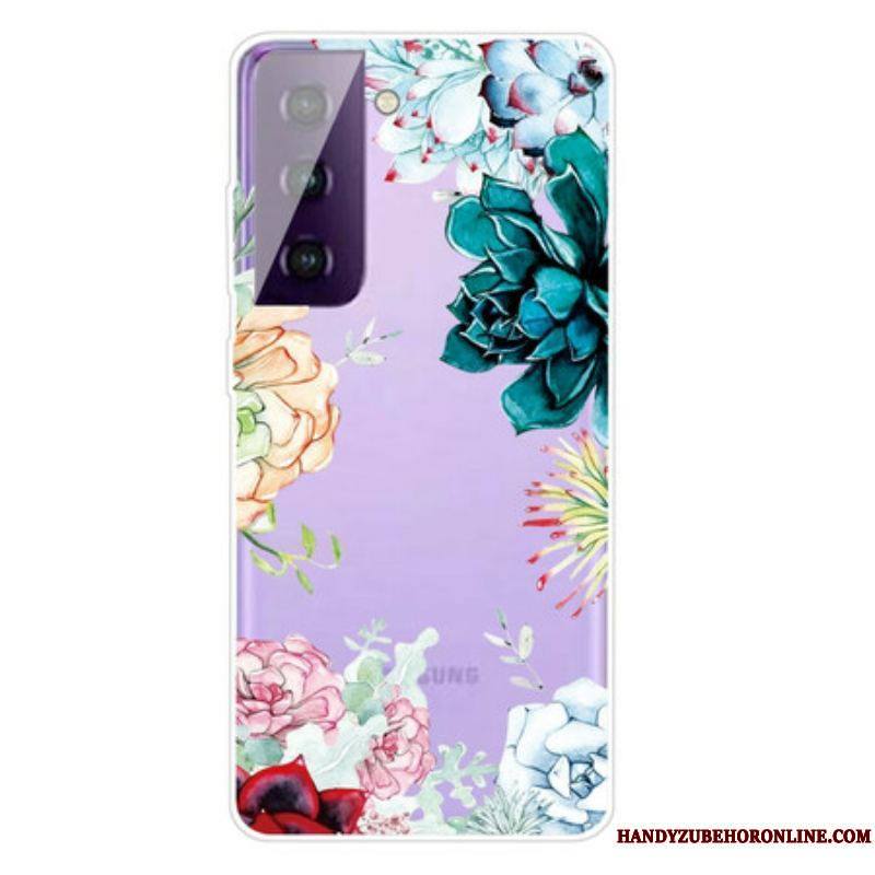 Coque Samsung Galaxy S21 5G Fleurs Aquarelle