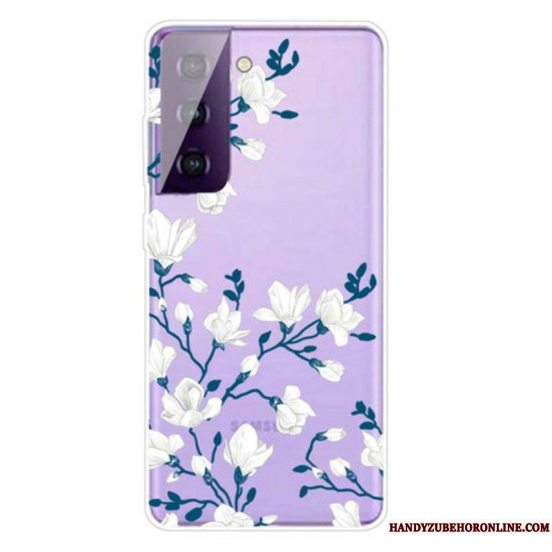 Coque Samsung Galaxy S21 5G Fleurs Blanches