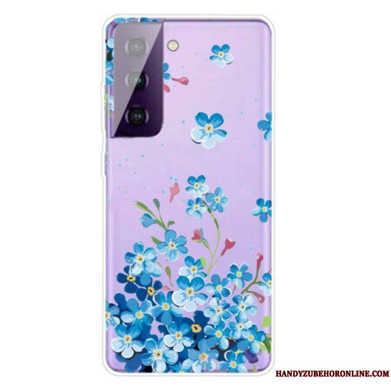 Coque Samsung Galaxy S21 5G Fleurs Bleues