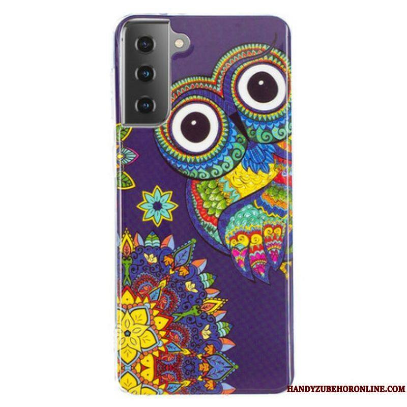 Coque Samsung Galaxy S21 5G Hibou Mandala Fluorescente