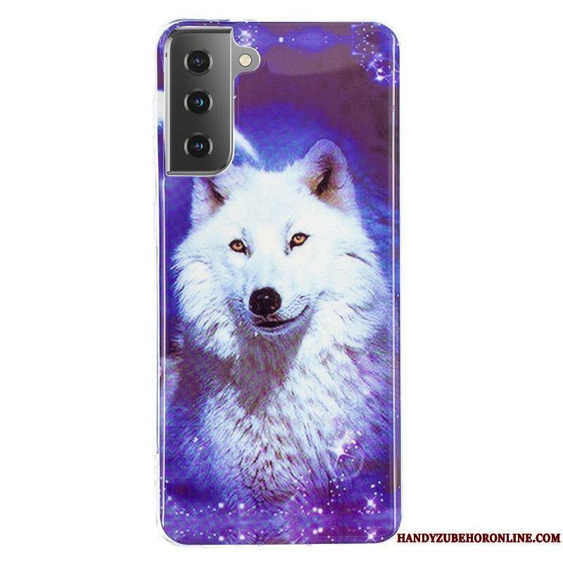 Coque Samsung Galaxy S21 5G Série Loup Fluorescente