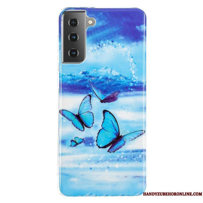 Coque Samsung Galaxy S21 5G Série Papillons Fluorescente