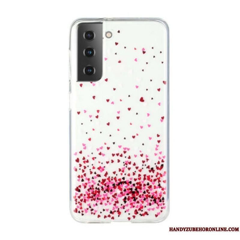 Coque Samsung Galaxy S21 5G Transparente Multiples Coeurs