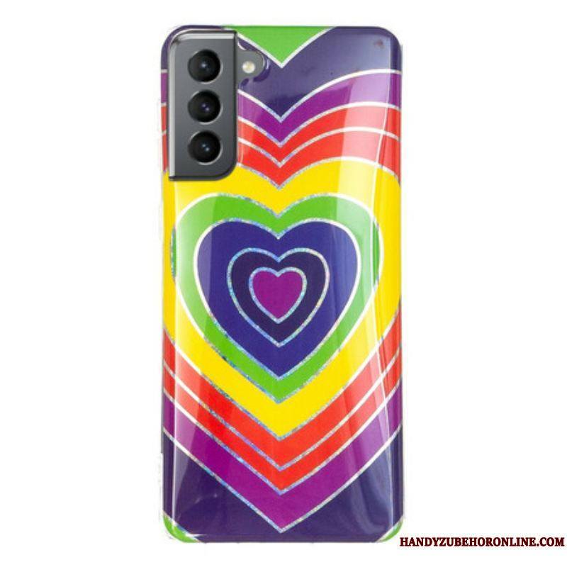 Coque Samsung Galaxy S21 FE Coeur Psychédélique