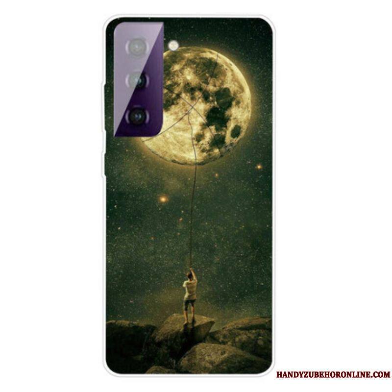 Coque Samsung Galaxy S21 FE Flexible Homme à la Lune