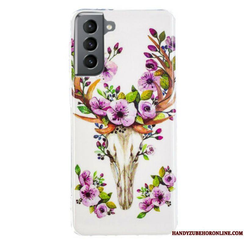 Coque Samsung Galaxy S21 FE Wapiti Fleuri Fluorescente