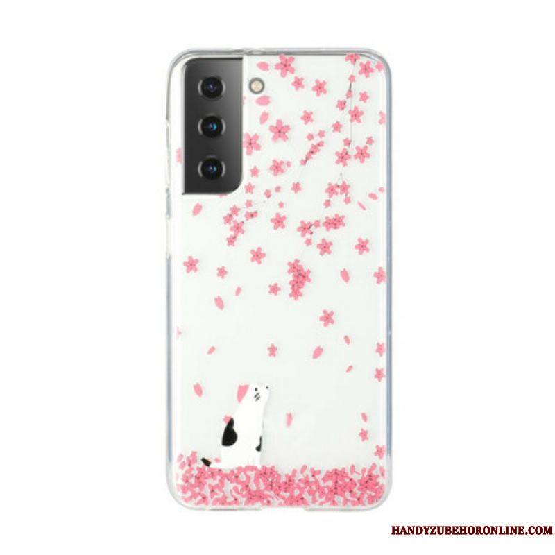 Coque Samsung Galaxy S21 Plus 5G Pétales et Chat